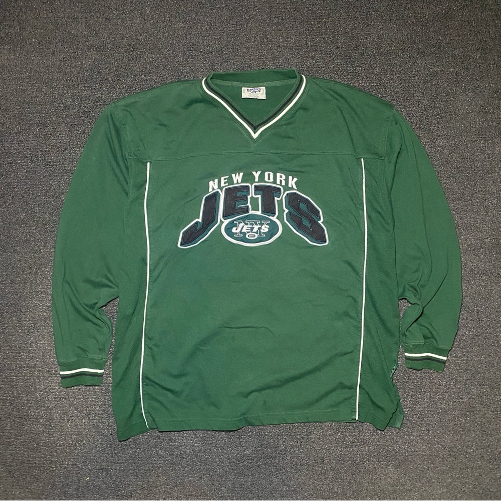 Vintage New York jets embroidered big spell out green nfl crewneck size xl